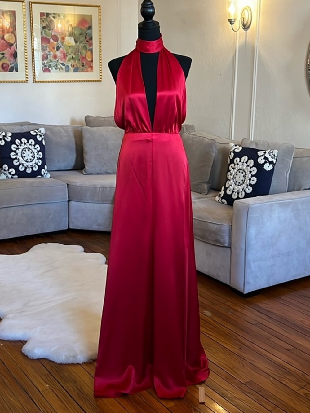 100% Silk Reformation Red Gown